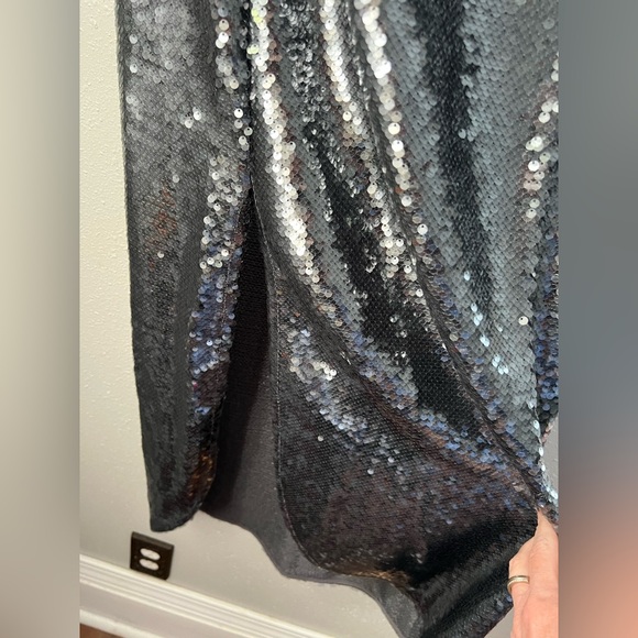 New All Saints Opal Sparkle Sequin Midi Skirt City Smoke Grey Small - Picture 10 of 12